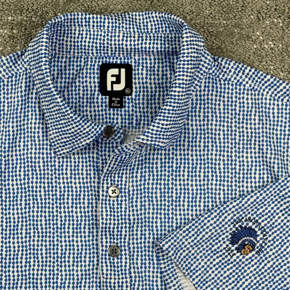 FootJoy Golf Polo Mens XL Blue White Tuscarora Golf Club 1923 Performance FJ